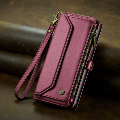 For Samsung Galaxy A24 CaseMe C36 Card Slots Zipper Wallet RFID Anti-theft Leather Phone Case(Wine Red) - Galaxy Phone Cases by CaseMe | Online Shopping South Africa | PMC Jewellery | Buy Now Pay Later Mobicred