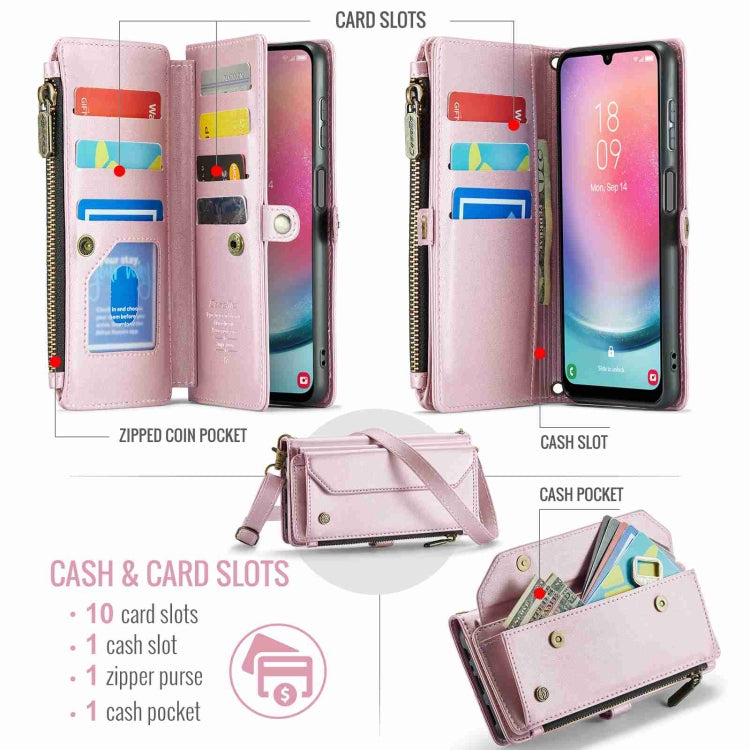 For Samsung Galaxy A24 CaseMe C36 Card Slots Zipper Wallet RFID Anti-theft Leather Phone Case(Pink) - Galaxy Phone Cases by CaseMe | Online Shopping South Africa | PMC Jewellery | Buy Now Pay Later Mobicred