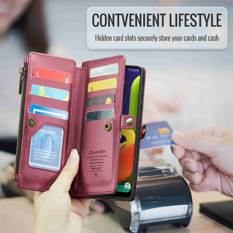 For Samsung Galaxy A30s / A50s / A50 CaseMe C36 Card Slots Zipper Wallet RFID Anti-theft Leather Phone Case(Wine Red) - Galaxy Phone Cases by CaseMe | Online Shopping South Africa | PMC Jewellery | Buy Now Pay Later Mobicred