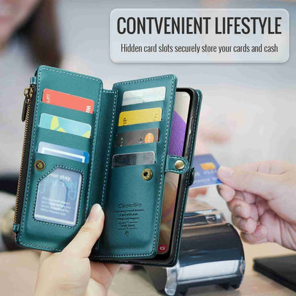 For Samsung Galaxy A32 5G CaseMe C36 Card Slots Zipper Wallet RFID Anti-theft Leather Phone Case(Blue-green) - Galaxy Phone Cases by CaseMe | Online Shopping South Africa | PMC Jewellery | Buy Now Pay Later Mobicred