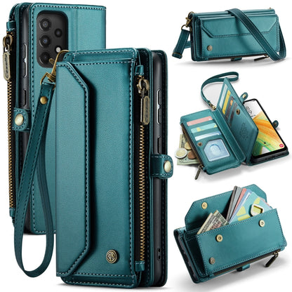 For Samsung Galaxy A33 5G CaseMe C36 Card Slots Zipper Wallet RFID Anti-theft Leather Phone Case(Blue-green) - Galaxy Phone Cases by CaseMe | Online Shopping South Africa | PMC Jewellery | Buy Now Pay Later Mobicred