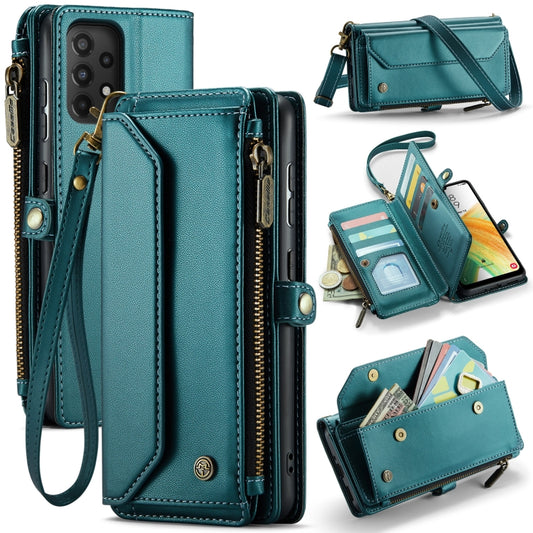 For Samsung Galaxy A33 5G CaseMe C36 Card Slots Zipper Wallet RFID Anti-theft Leather Phone Case(Blue-green) - Galaxy Phone Cases by CaseMe | Online Shopping South Africa | PMC Jewellery | Buy Now Pay Later Mobicred