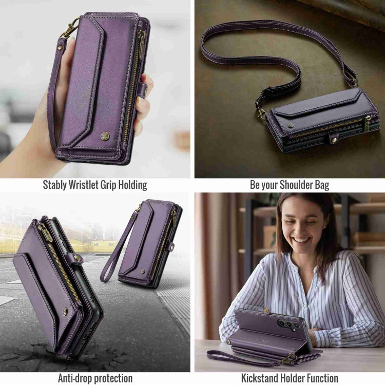 For Samsung Galaxy A54 5G CaseMe C36 Card Slots Zipper Wallet RFID Anti-theft Leather Phone Case(Purple) - Galaxy Phone Cases by CaseMe | Online Shopping South Africa | PMC Jewellery | Buy Now Pay Later Mobicred