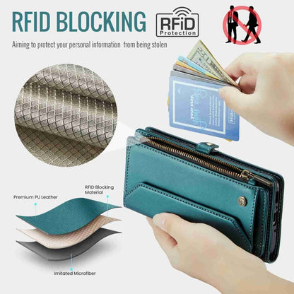 For Samsung Galaxy A54 5G CaseMe C36 Card Slots Zipper Wallet RFID Anti-theft Leather Phone Case(Blue-green) - Galaxy Phone Cases by CaseMe | Online Shopping South Africa | PMC Jewellery | Buy Now Pay Later Mobicred