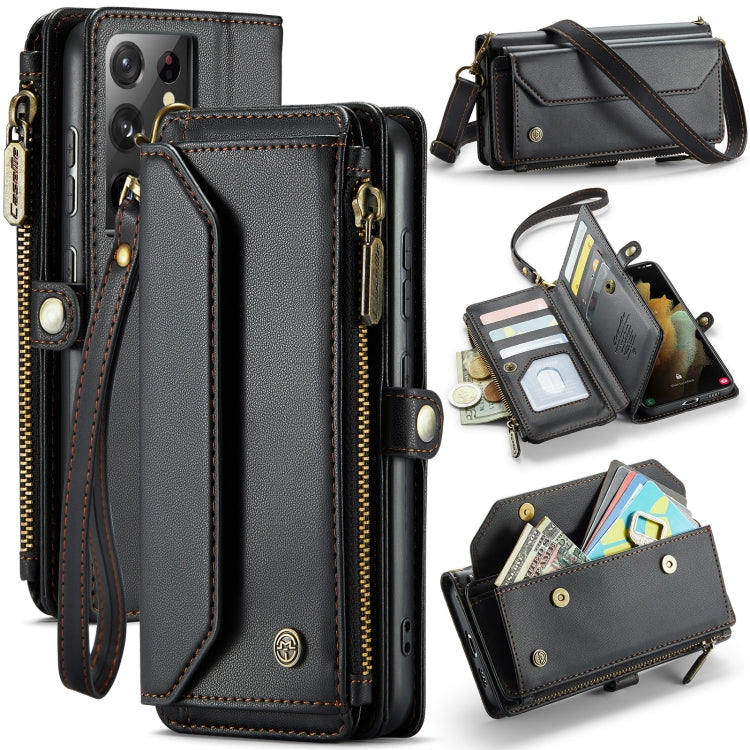 For Samsung Galaxy S21 Ultra 5G CaseMe C36 Card Slots Zipper Wallet RFID Anti-theft Leather Phone Case(Black) - Galaxy S21 Ultra 5G Cases by CaseMe | Online Shopping South Africa | PMC Jewellery | Buy Now Pay Later Mobicred