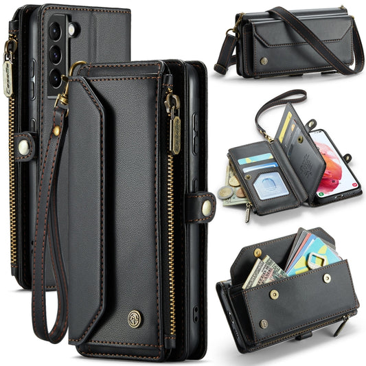 For Samsung Galaxy S21 5G CaseMe C36 Card Slots Zipper Wallet RFID Anti-theft Leather Phone Case(Black) - Galaxy S21 5G Cases by CaseMe | Online Shopping South Africa | PMC Jewellery | Buy Now Pay Later Mobicred