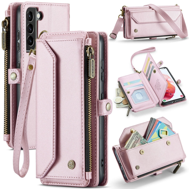 For Samsung Galaxy S21 5G CaseMe C36 Card Slots Zipper Wallet RFID Anti-theft Leather Phone Case(Pink) - Galaxy S21 5G Cases by CaseMe | Online Shopping South Africa | PMC Jewellery | Buy Now Pay Later Mobicred