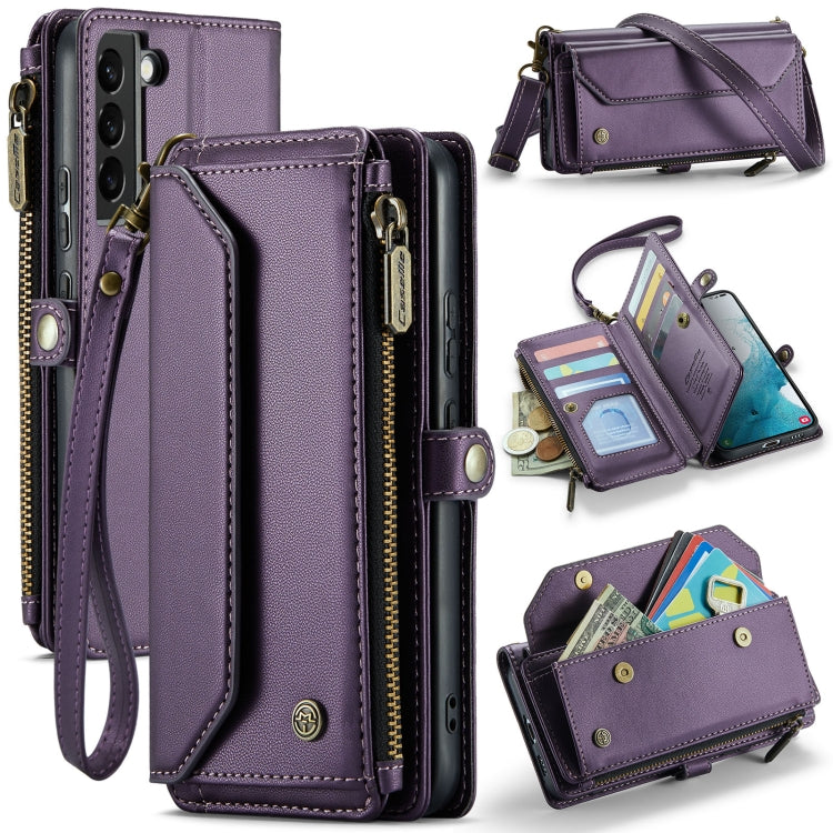 For Samsung Galaxy S22+ 5G CaseMe C36 Card Slots Zipper Wallet RFID Anti-theft Leather Phone Case(Purple) - Galaxy S22+ 5G Cases by CaseMe | Online Shopping South Africa | PMC Jewellery | Buy Now Pay Later Mobicred