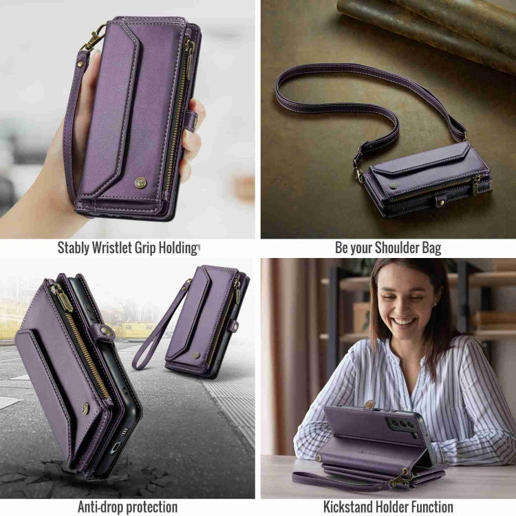 For Samsung Galaxy S22+ 5G CaseMe C36 Card Slots Zipper Wallet RFID Anti-theft Leather Phone Case(Purple) - Galaxy S22+ 5G Cases by CaseMe | Online Shopping South Africa | PMC Jewellery | Buy Now Pay Later Mobicred