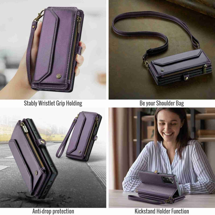 For Samsung Galaxy Note20 Ultra CaseMe C36 Card Slots Zipper Wallet RFID Anti-theft Leather Phone Case(Purple) - Galaxy Note20 Ultra Cases by CaseMe | Online Shopping South Africa | PMC Jewellery | Buy Now Pay Later Mobicred