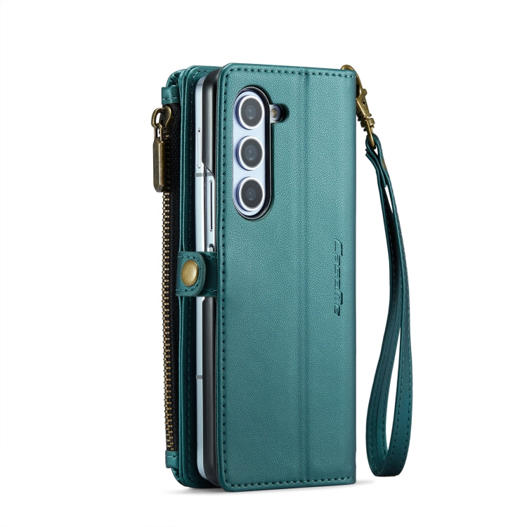 For Samsung Galaxy Z Fold6 5G CaseMe C36 Card Slots Zipper Wallet RFID Anti-theft Leather Phone Case(Blue-green) - Galaxy Z Fold6 5G Cases by CaseMe | Online Shopping South Africa | PMC Jewellery | Buy Now Pay Later Mobicred