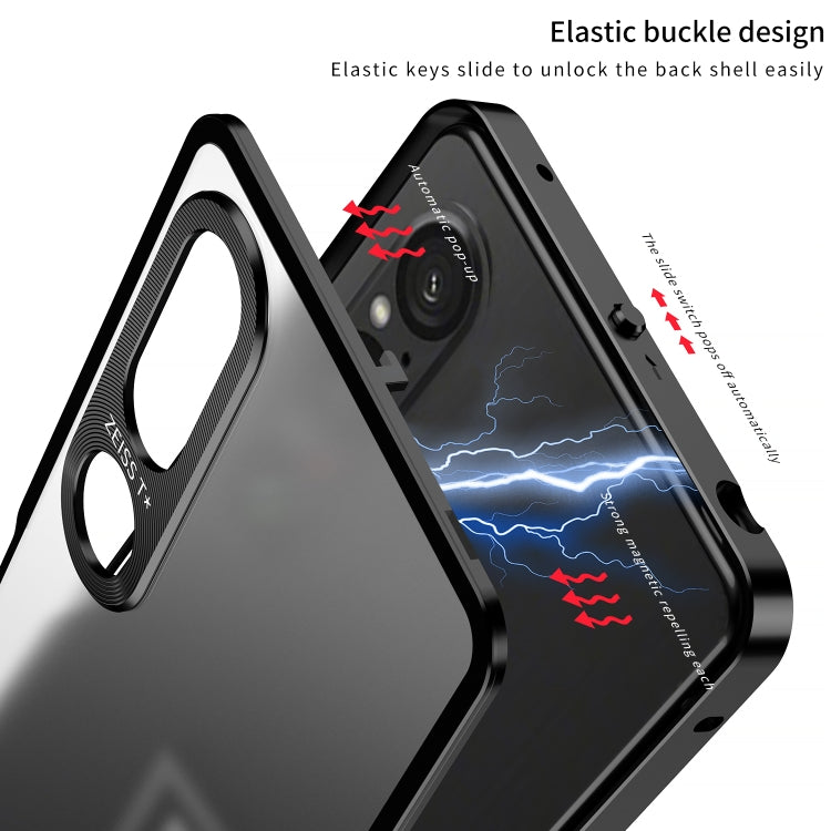 For Sony Xperia 1 V Snap Buckle Metal Frame Frosted Phone Case(Black) - Sony Cases by PMC TechLife | Online Shopping South Africa | PMC TechLife | Buy Now Pay Later Mobicred