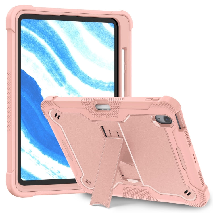 For iPad Air 11 2024 / Air 2022 10.9 Shockproof Silicone Hybrid PC Tablet Case with Holder(Rose Gold) - iPad Air 11 2025 / 2024 Cases by PMC Jewellery | Online Shopping South Africa | PMC Jewellery | Buy Now Pay Later Mobicred