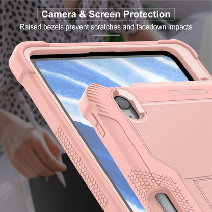 For iPad Air 11 2024 / Air 2022 10.9 Shockproof Silicone Hybrid PC Tablet Case with Holder(Rose Gold) - iPad Air 11 2025 / 2024 Cases by PMC Jewellery | Online Shopping South Africa | PMC Jewellery | Buy Now Pay Later Mobicred