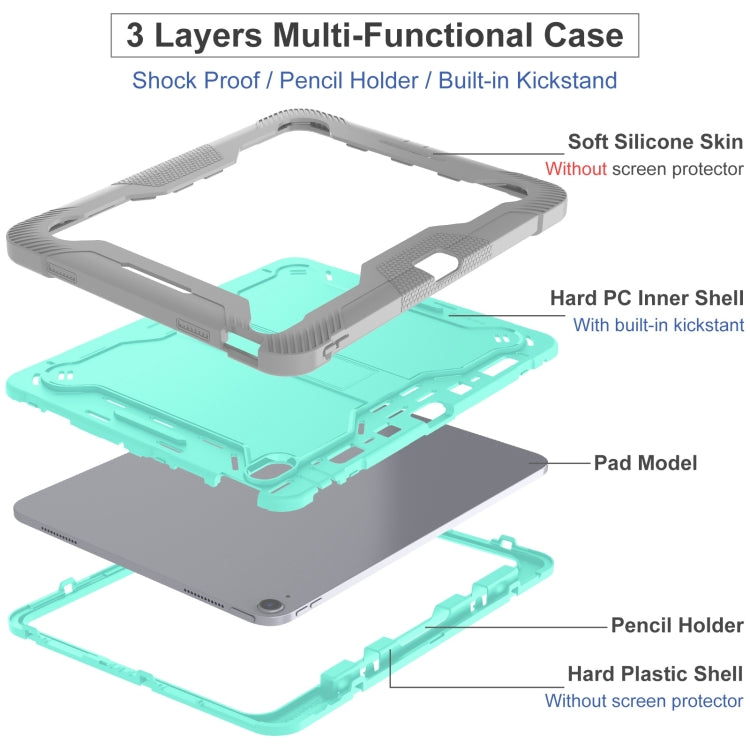 For iPad Air 13 2024 Shockproof Silicone Hybrid PC Tablet Case with Holder(Mint Green + Grey) - iPad Air 13 2024 Cases by PMC TechLife | Online Shopping South Africa | PMC TechLife | Buy Now Pay Later Mobicred