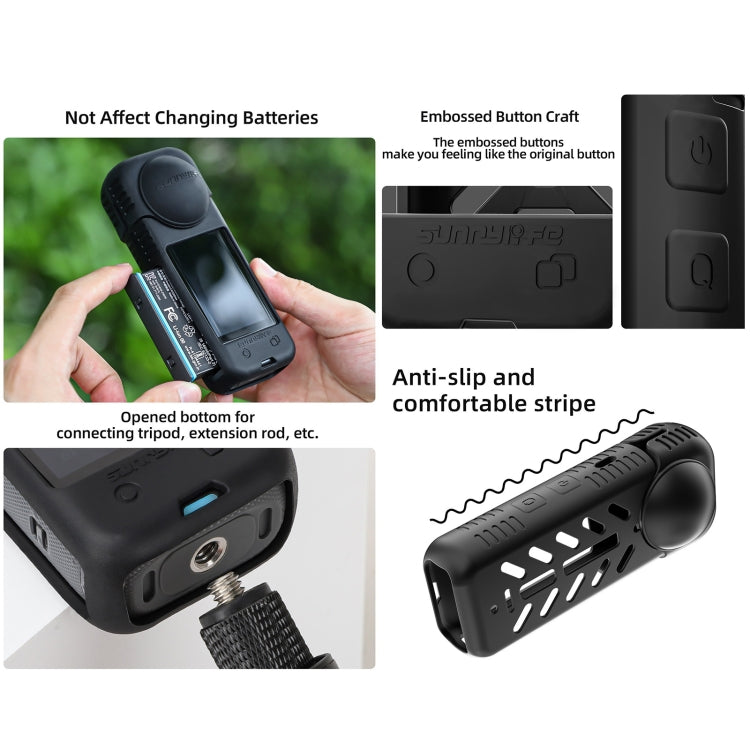 For Insta360 X4 Sunnylife Silicone Shockproof Case Lens Cover(Black) - Case & Bags by Sunnylife | Online Shopping South Africa | PMC Jewellery | Buy Now Pay Later Mobicred