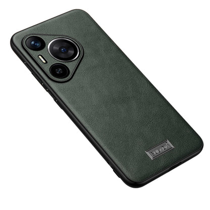 For Huawei Pura 70 SULADA Shockproof TPU Hybrid Handmade Leather Phone Case(Green) - Huawei Cases by SULADA | Online Shopping South Africa | PMC Jewellery | Buy Now Pay Later Mobicred