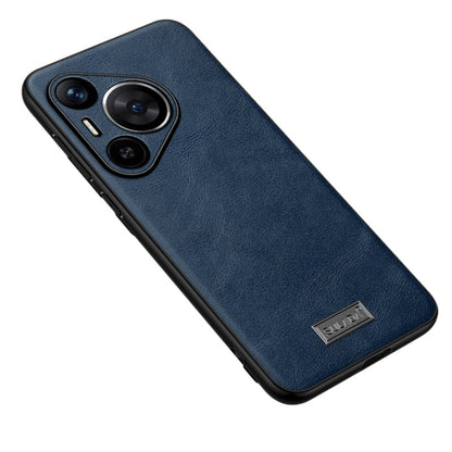 For Huawei Pura 70 SULADA Shockproof TPU Hybrid Handmade Leather Phone Case(Blue) - Huawei Cases by SULADA | Online Shopping South Africa | PMC Jewellery | Buy Now Pay Later Mobicred