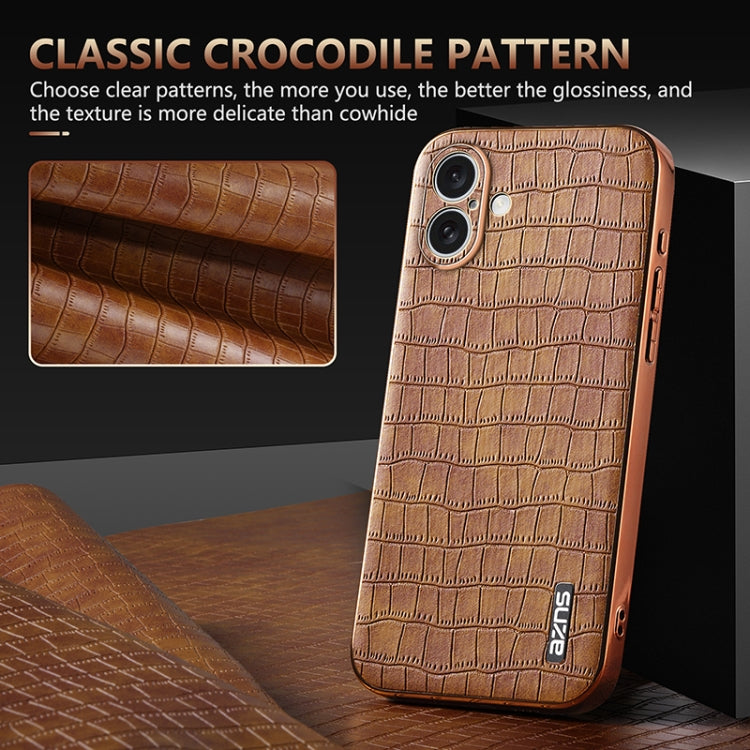 For iPhone 16 AZNS Electroplated Frame Crocodile Texture Full Coverage Phone Case(White) - iPhone 16 Cases by AZNS | Online Shopping South Africa | PMC Jewellery | Buy Now Pay Later Mobicred