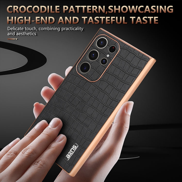 For Samsung Galaxy S24 Ultra 5G AZNS Electroplated Frame Crocodile Texture Full Coverage Phone Case(Black) - Galaxy S24 Ultra 5G Cases by AZNS | Online Shopping South Africa | PMC Jewellery | Buy Now Pay Later Mobicred