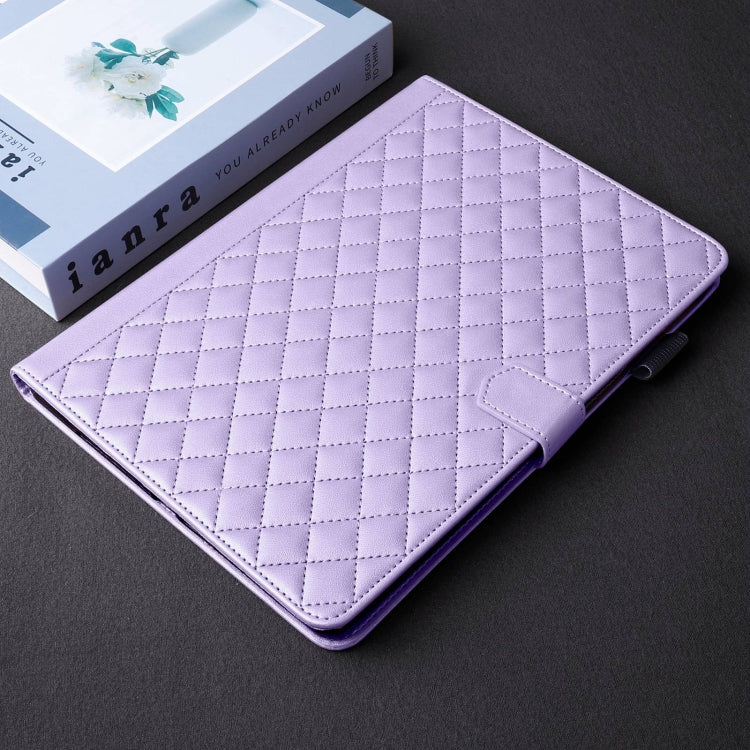 For iPad Pro 13 2024 Rhombus Lattice Leather Smart Tablet Case(Purple) - iPad Pro 13 2024 Cases by PMC TechLife | Online Shopping South Africa | PMC TechLife | Buy Now Pay Later Mobicred