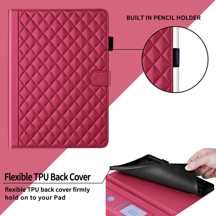 For iPad Pro 11 2024 Rhombus Lattice Leather Smart Tablet Case(Red) - free shipping - PMC TechLife - Order now!