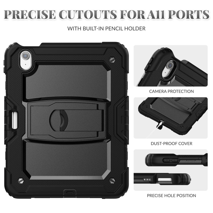 For iPad Air 11 2025 / 2024 Silicone Hydric PC Tablet Case with Shoulder Strap & Holder(Black) - iPad Air 11 2025 / 2024 Cases by PMC Jewellery | Online Shopping South Africa | PMC Jewellery | Buy Now Pay Later Mobicred