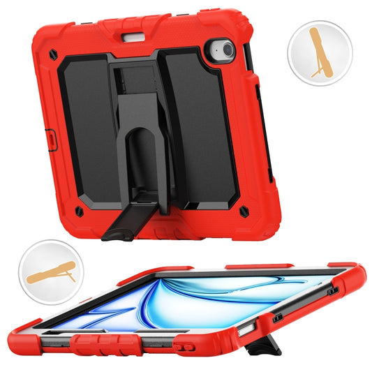 For iPad Air 11 2024 Silicone Hydric PC Tablet Case with Shoulder Strap & Holder(Red) - iPad Air 11 2024 Cases by PMC Jewellery | Online Shopping South Africa | PMC Jewellery | Buy Now Pay Later Mobicred
