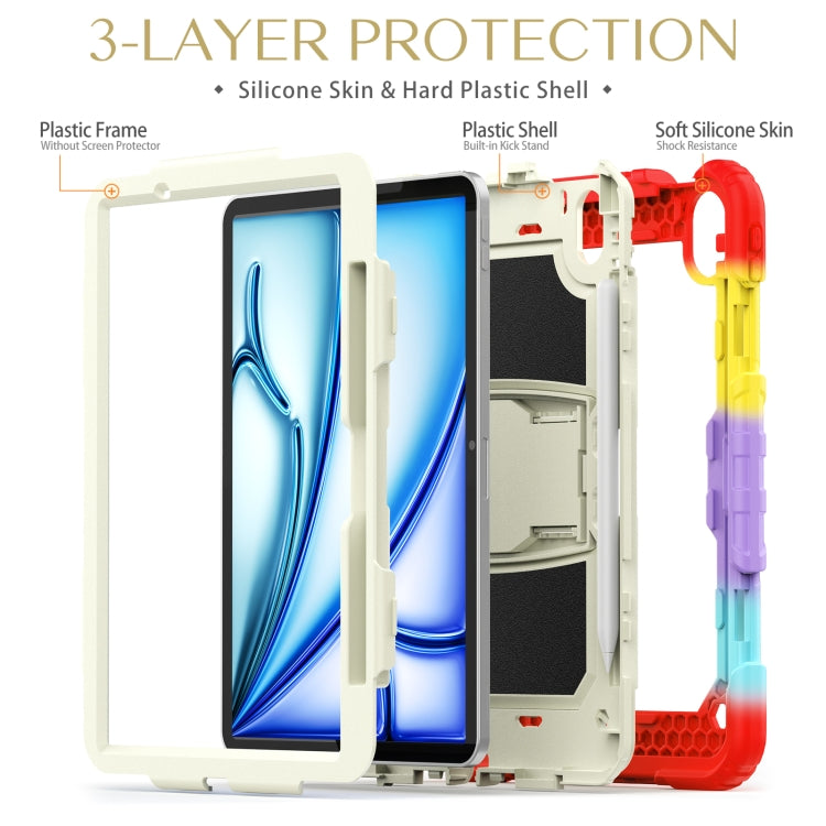 For iPad Air 11 2024 Silicone Hydric PC Tablet Case with Shoulder Strap & Holder(Camouflage Red) - iPad Air 11 2024 Cases by PMC TechLife | Online Shopping South Africa | PMC TechLife | Buy Now Pay Later Mobicred