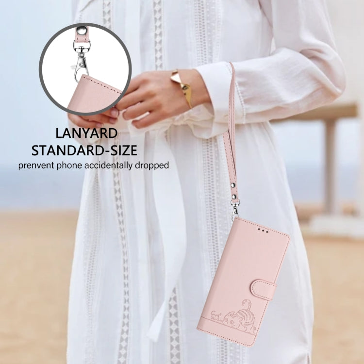 For Blackview A52 Cat Rat Embossed Pattern RFID Leather Phone Case with Lanyard(Pink) - More Brand by PMC TechLife | Online Shopping South Africa | PMC TechLife | Buy Now Pay Later Mobicred