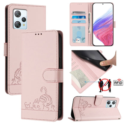 For Blackview A53 Cat Rat Embossed Pattern RFID Leather Phone Case with Lanyard(Pink) - More Brand by PMC Jewellery | Online Shopping South Africa | PMC Jewellery | Buy Now Pay Later Mobicred