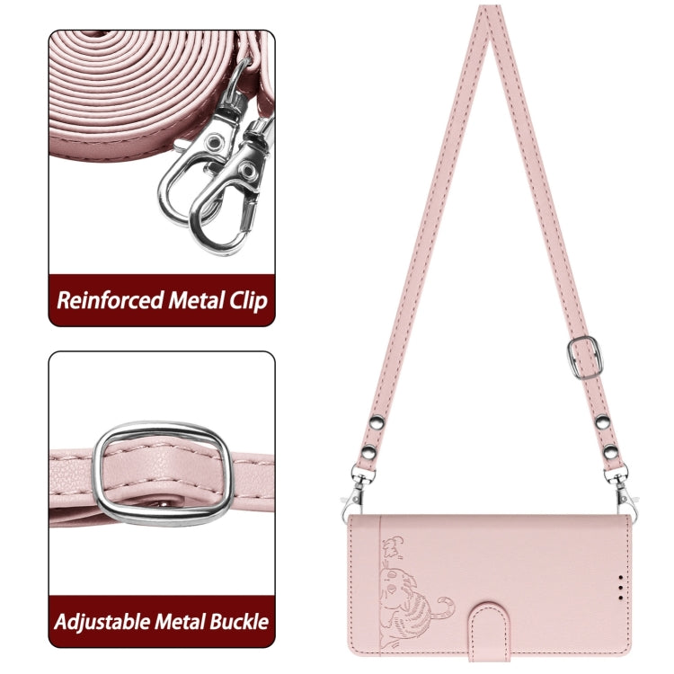 For Blackview Color 8 Cat Rat Embossed Pattern RFID Leather Phone Case with Lanyard(Pink) - More Brand by PMC TechLife | Online Shopping South Africa | PMC TechLife | Buy Now Pay Later Mobicred