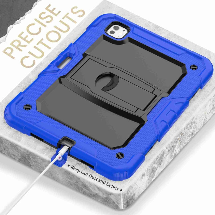 For iPad Pro 11 2024 Silicone Hydric PC Tablet Case with Shoulder Strap & Holder(Blue) - iPad Pro 11 2024 Cases by PMC TechLife | Online Shopping South Africa | PMC TechLife | Buy Now Pay Later Mobicred