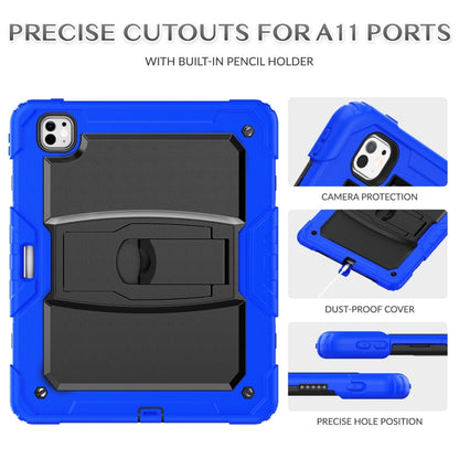 For iPad Pro 13 2024 Silicone Hydric PC Tablet Case with Shoulder Strap & Holder(Blue) - iPad Pro 13 2024 Cases by PMC Jewellery | Online Shopping South Africa | PMC Jewellery | Buy Now Pay Later Mobicred