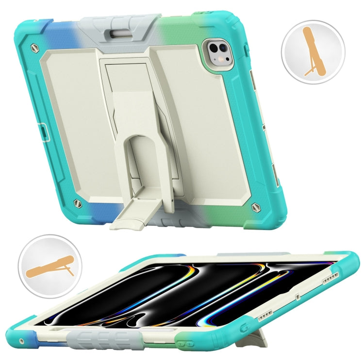 For iPad Pro 13 2024 Silicone Hydric PC Tablet Case with Shoulder Strap & Holder(Camouflage Light Blue) - iPad Pro 13 2024 Cases by PMC Jewellery | Online Shopping South Africa | PMC Jewellery | Buy Now Pay Later Mobicred