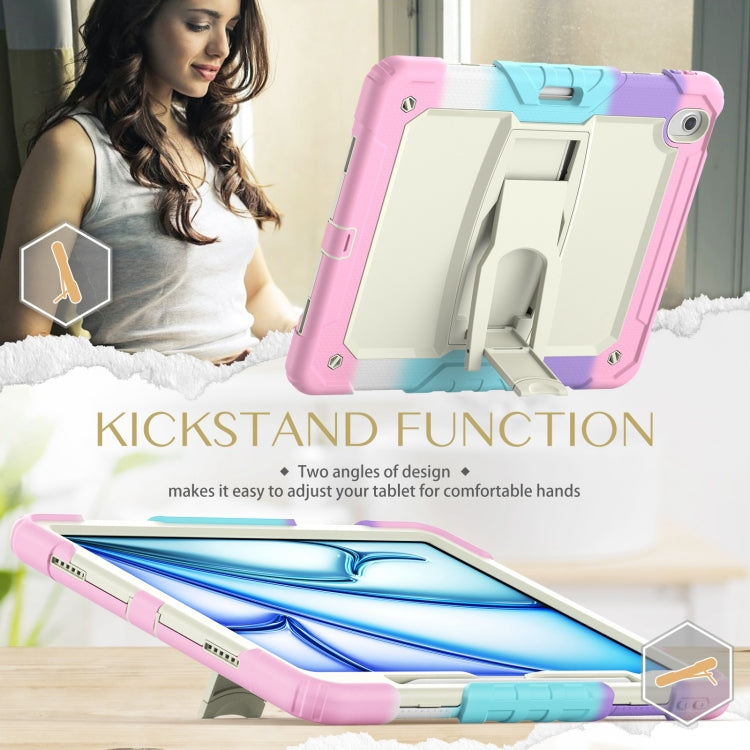 For iPad Air 13 2024 Silicone Hydric PC Tablet Case with Shoulder Strap & Holder(Camouflage Pink) - iPad Air 13 2024 Cases by PMC TechLife | Online Shopping South Africa | PMC TechLife | Buy Now Pay Later Mobicred