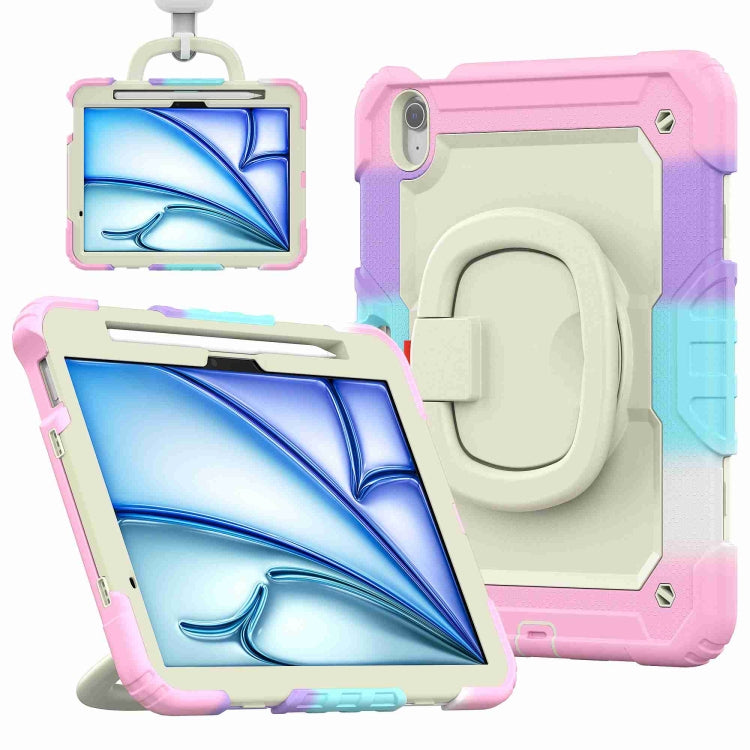 For iPad Air 11 2024 Handle Silicone Hydric PC Tablet Case with Shoulder Strap(Rainbow Pink) - iPad Air 11 2024 Cases by PMC Jewellery | Online Shopping South Africa | PMC Jewellery | Buy Now Pay Later Mobicred