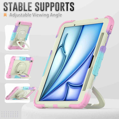 For iPad Air 11 2024 Handle Silicone Hydric PC Tablet Case with Shoulder Strap(Rainbow Pink) - iPad Air 11 2024 Cases by PMC Jewellery | Online Shopping South Africa | PMC Jewellery | Buy Now Pay Later Mobicred