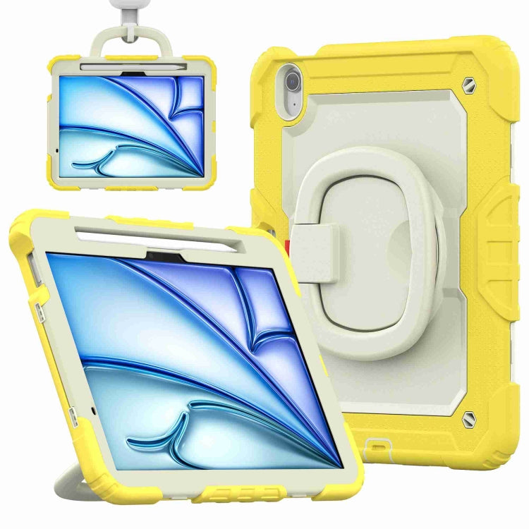 For iPad Air 11 2024 Handle Silicone Hydric PC Tablet Case with Shoulder Strap(Yellow) - iPad Air 11 2024 Cases by PMC Jewellery | Online Shopping South Africa | PMC Jewellery | Buy Now Pay Later Mobicred