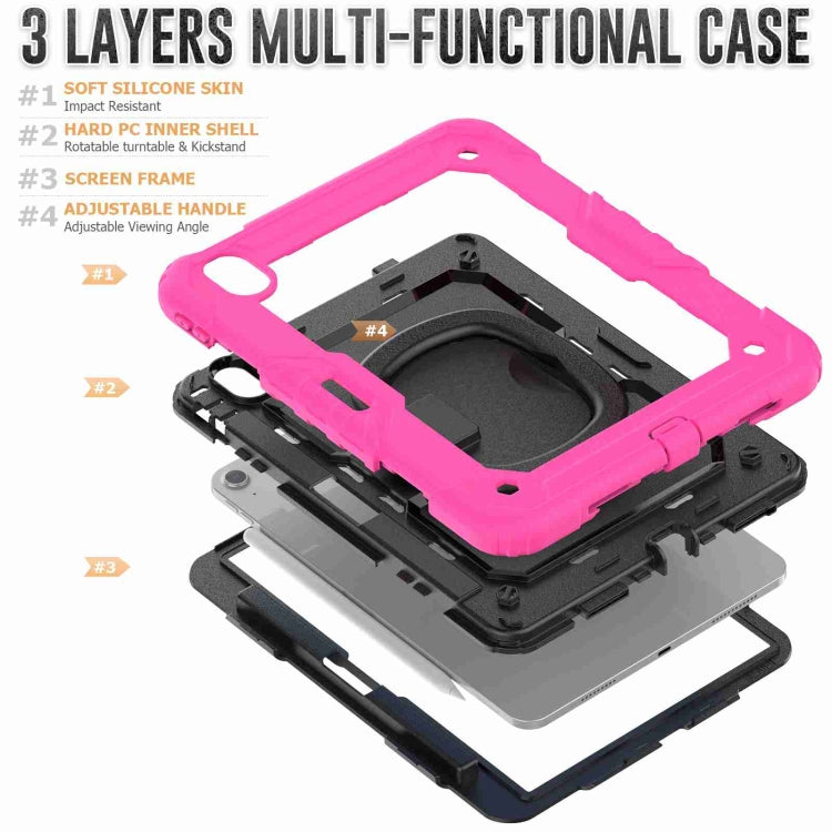 For iPad Air 11 2024 Handle Silicone Hydric PC Tablet Case with Shoulder Strap(Rose Red) - iPad Air 11 2024 Cases by PMC TechLife | Online Shopping South Africa | PMC TechLife | Buy Now Pay Later Mobicred