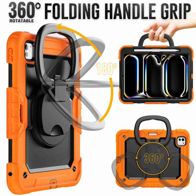 For iPad Pro 11 2024 Handle Silicone Hydric PC Tablet Case with Shoulder Strap(Orange) - iPad Pro 11 2024 Cases by PMC TechLife | Online Shopping South Africa | PMC TechLife | Buy Now Pay Later Mobicred