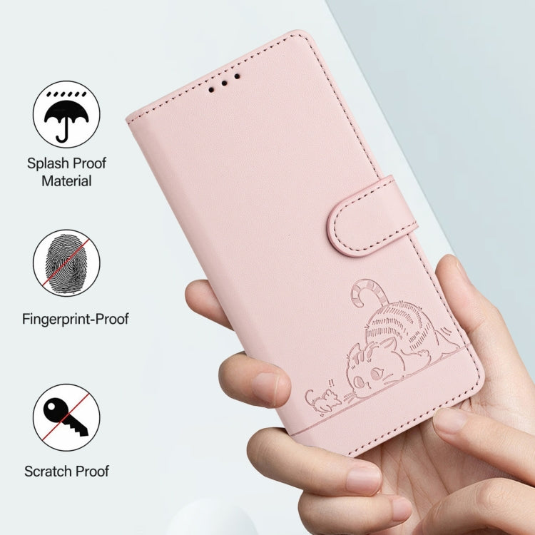 For Ulefone Note 14 Cat Rat Embossed Pattern RFID Leather Phone Case with Lanyard(Pink) - free shipping - PMC Jewellery - Order now!