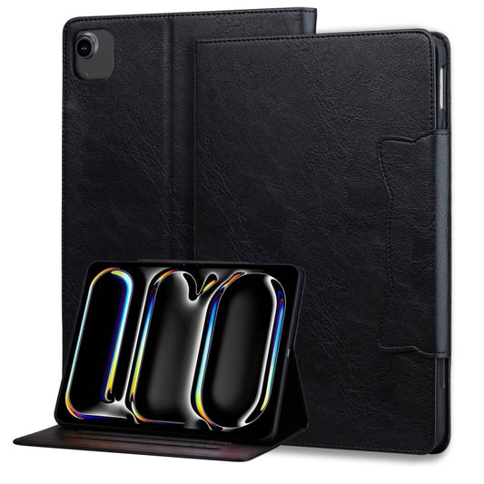 For iPad Air 13 2024 Cat Buckle Leather Smart Tablet Case(Black) - iPad Air 13 2024 Cases by PMC Jewellery | Online Shopping South Africa | PMC Jewellery | Buy Now Pay Later Mobicred