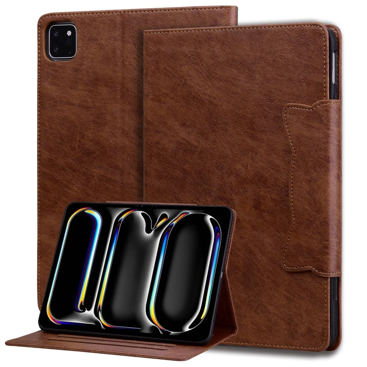 For iPad Pro 11 2024 Cat Buckle Leather Smart Tablet Case(Brown) - iPad Pro 11 2024 Cases by PMC Jewellery | Online Shopping South Africa | PMC Jewellery | Buy Now Pay Later Mobicred