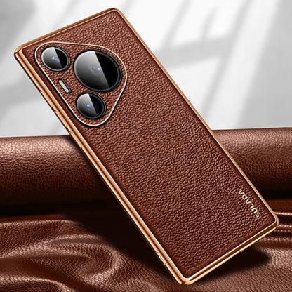 For Huawei Pura 70 Pro SULADA TPU + Litchi Texture Leather Phone Case(Brown) - Huawei Cases by SULADA | Online Shopping South Africa | PMC Jewellery | Buy Now Pay Later Mobicred