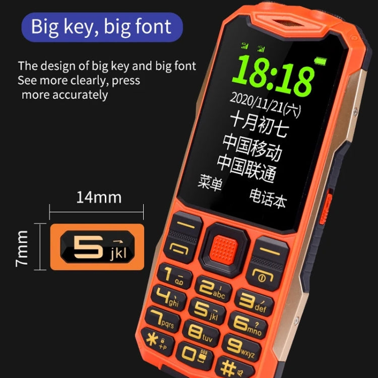 K1+ 4G Elder Rugged Phone, 2.6 inch, 1500mAh Battery, LED Flashlight, Network: 4G, Dual SIM, SOS, Plug:EU Plug(Orange) - Others by PMC Jewellery | Online Shopping South Africa | PMC Jewellery | Buy Now Pay Later Mobicred