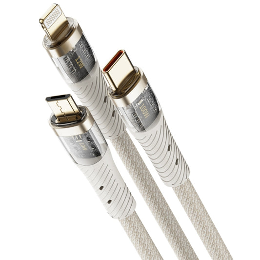 ROCK G20 1.5m 100W 3 in 1 USB-C / Type-C Fast Charging Data Cable(White) - Multifunctional Cable by ROCK | Online Shopping South Africa | PMC Jewellery | Buy Now Pay Later Mobicred