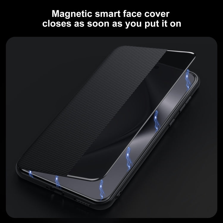 For Huawei Mate 60 RS Ultimate SULADA Kevlar 600D Texture Smart Window Leather Phone Case(Blue) - Huawei Cases by SULADA | Online Shopping South Africa | PMC TechLife | Buy Now Pay Later Mobicred