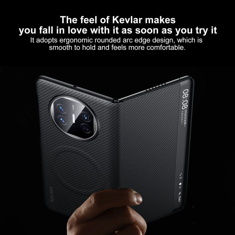 For Huawei Mate X3 SULADA Kevlar 600D Texture Smart Window Leather Phone Case(Brown) - free shipping - PMC TechLife - Order now!