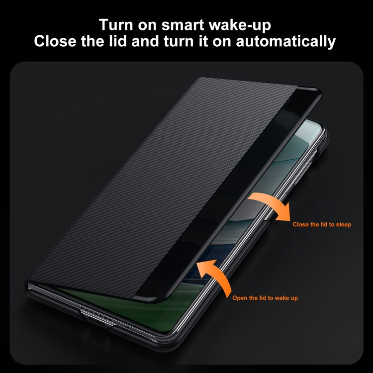 For Huawei Mate X3 SULADA Kevlar 600D Texture Smart Window Leather Phone Case(Black) - free shipping - PMC TechLife - Order now!